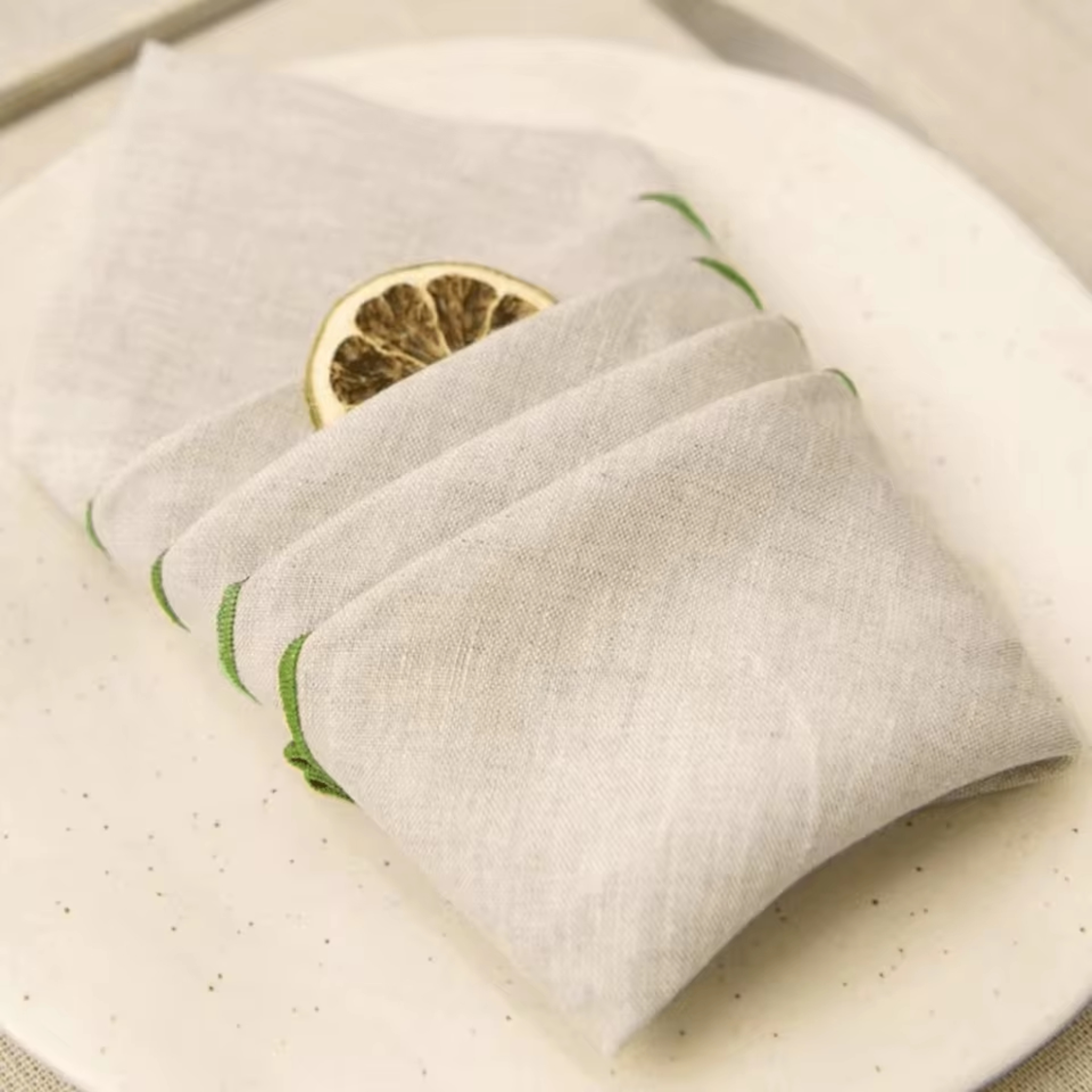 Artisan Hearth: Set of 4 Premium Natural Linen Napkins | 40x40cm Elegant Hemstitch Dining Collection