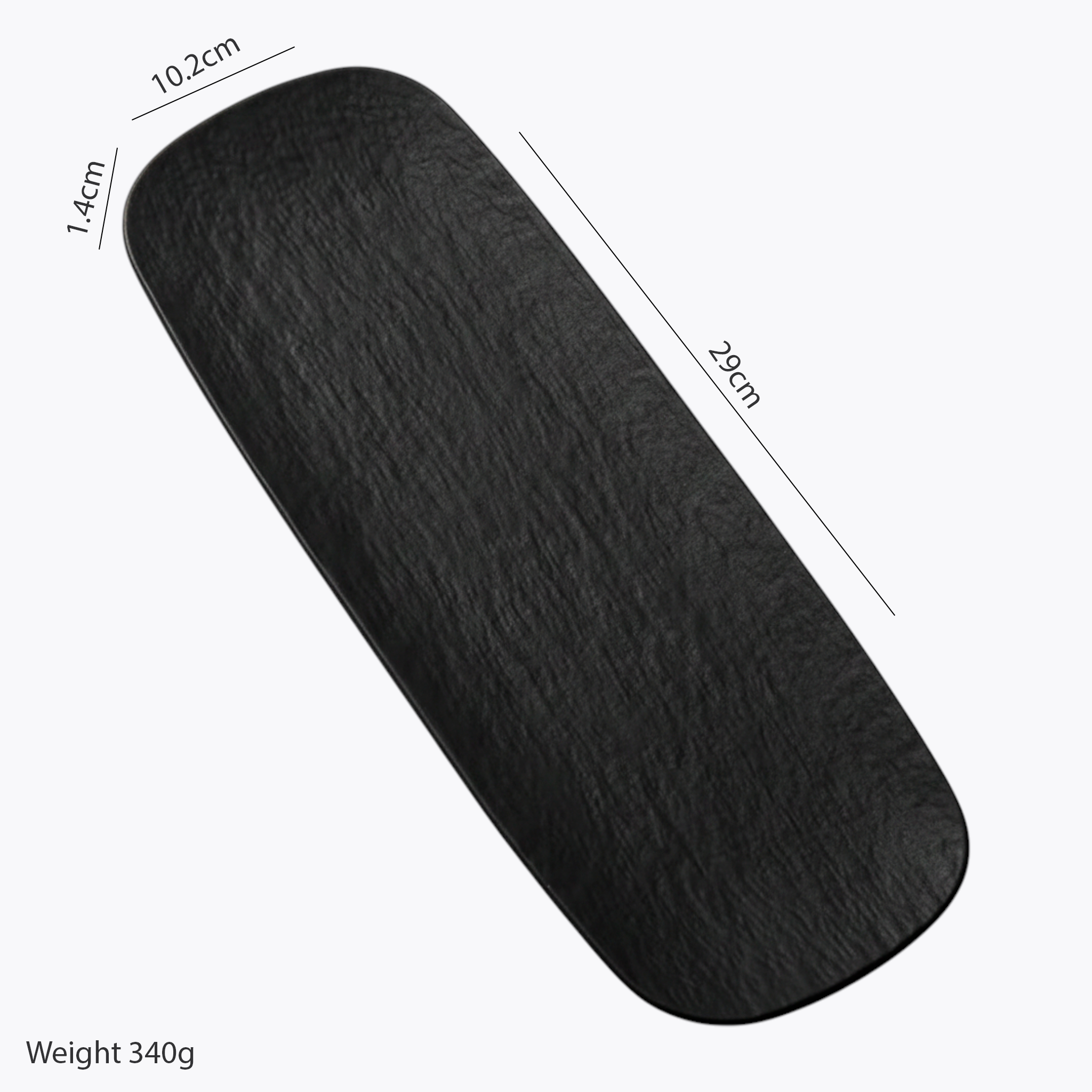 Artisan Slate: Premium 29cm Matte Black Rectangular Platter | Textured Ceramic Serving Tray