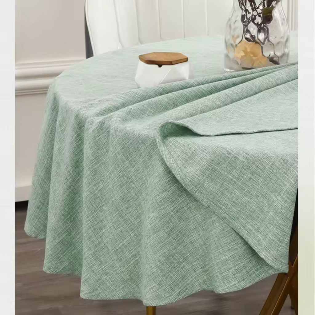 Artisan Nordic: Premium Round Linen-Blend Tablecloth | Waterproof & Stain-Resistant Modern Dining Collection