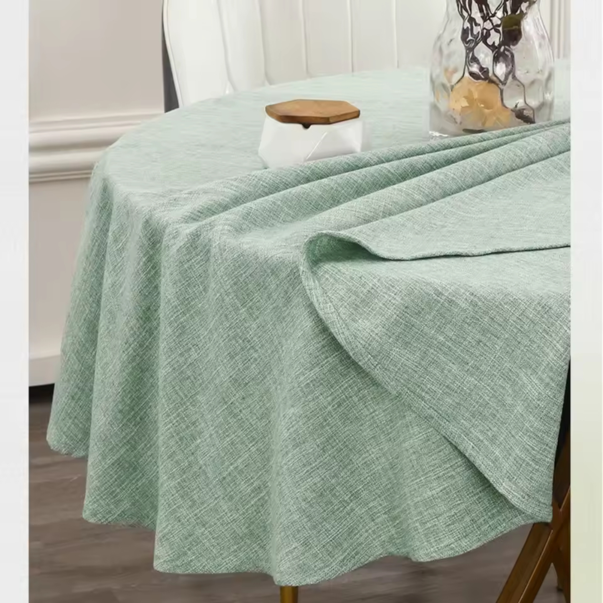 Artisan Nordic: Premium Round Linen-Blend Tablecloth | Waterproof & Stain-Resistant Modern Dining Collection