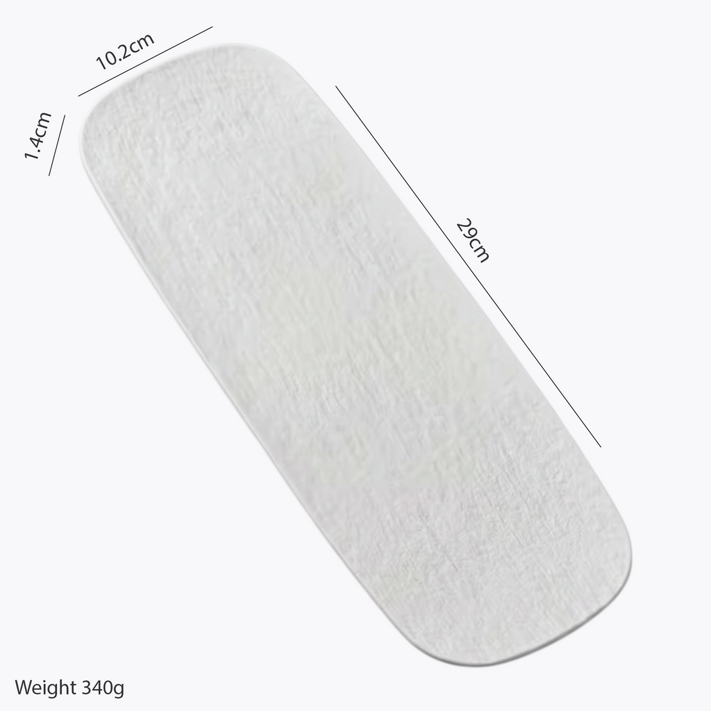 Artisan Alabaster: Premium 29cm Matte White Rectangular Platter | Textured Ceramic Serving Tray