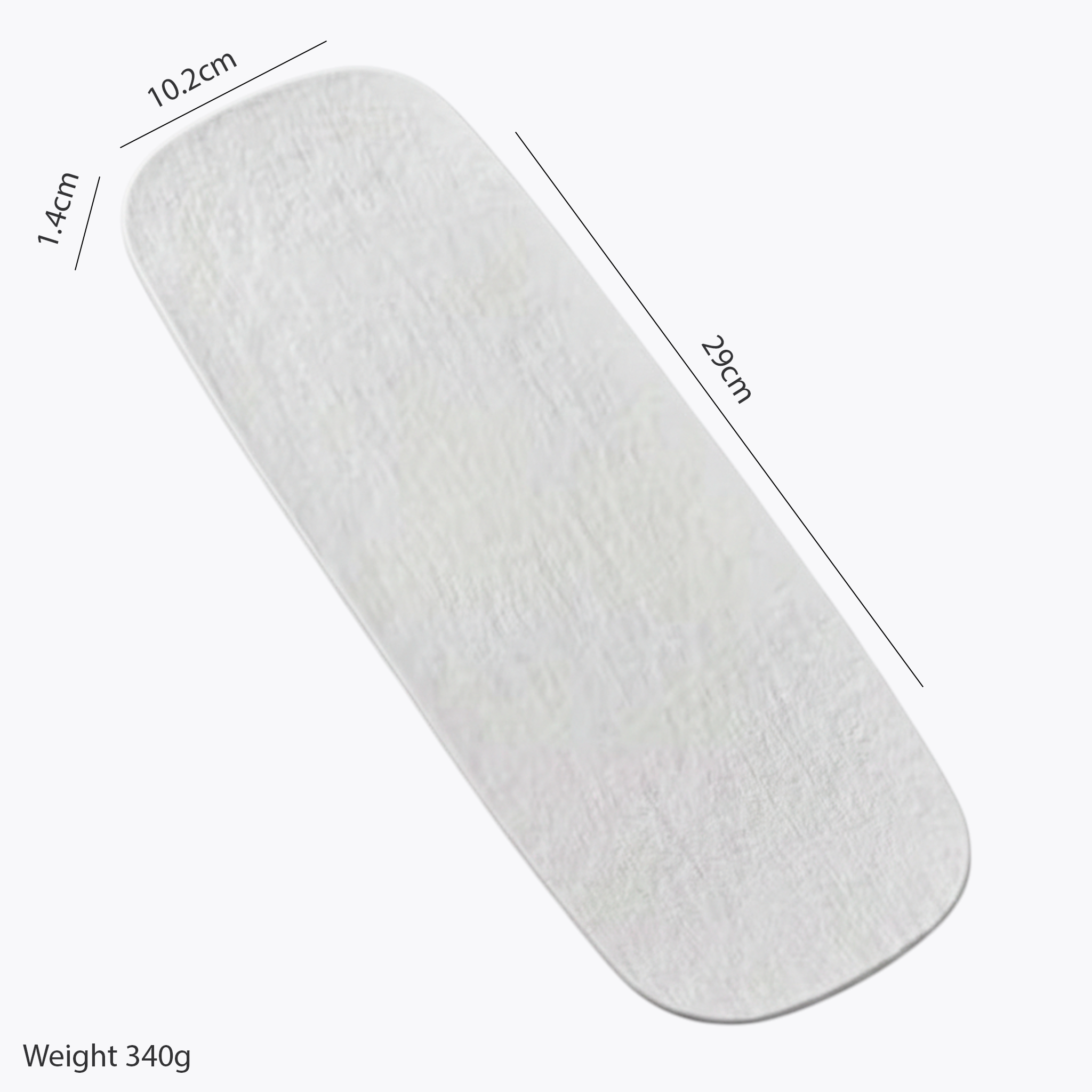 Artisan Alabaster: Premium 29cm Matte White Rectangular Platter | Textured Ceramic Serving Tray