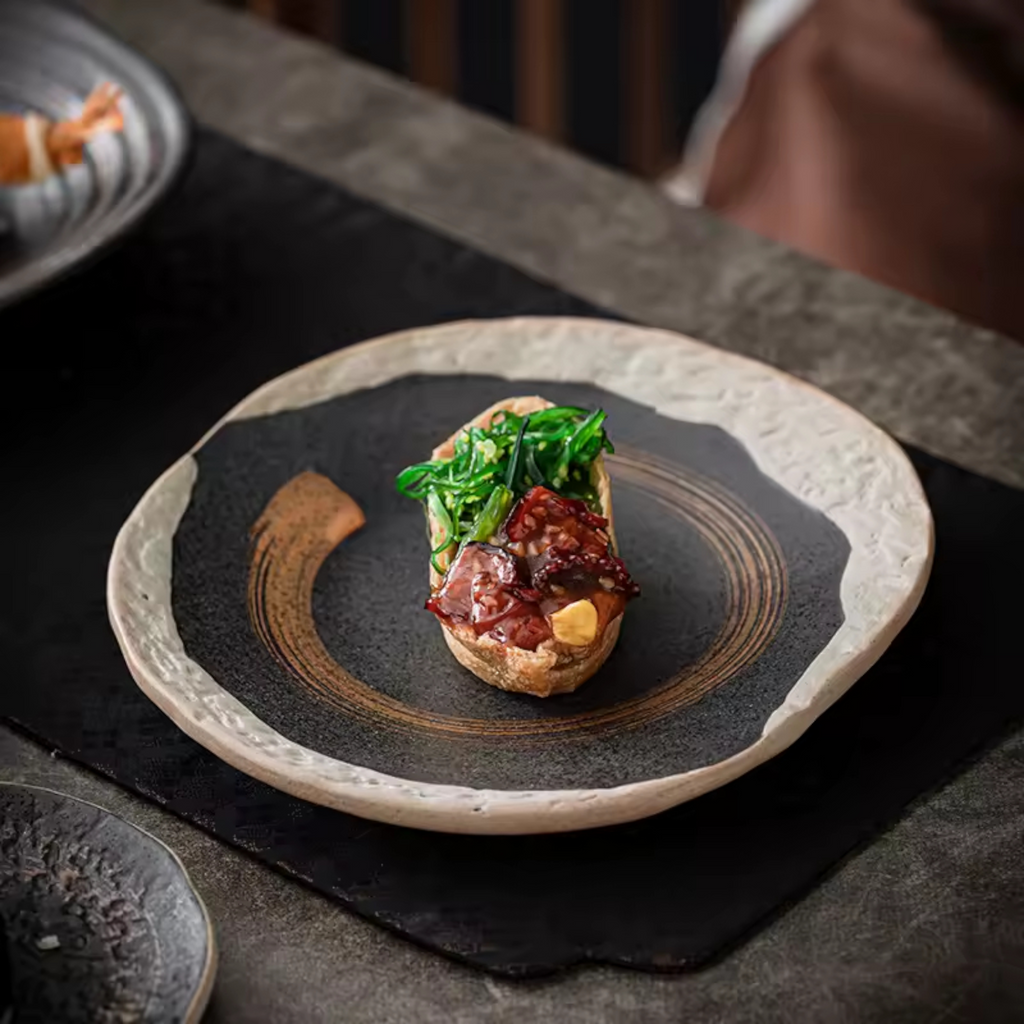 Ancient Zen: Premium 5-Piece Hand-Painted Ceramic Set | Wabi-Sabi Stoneware