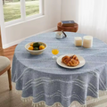 Artisan Nordic: Premium Round Embroidered Tablecloth | Elegant Striped Tassel Dining Collection