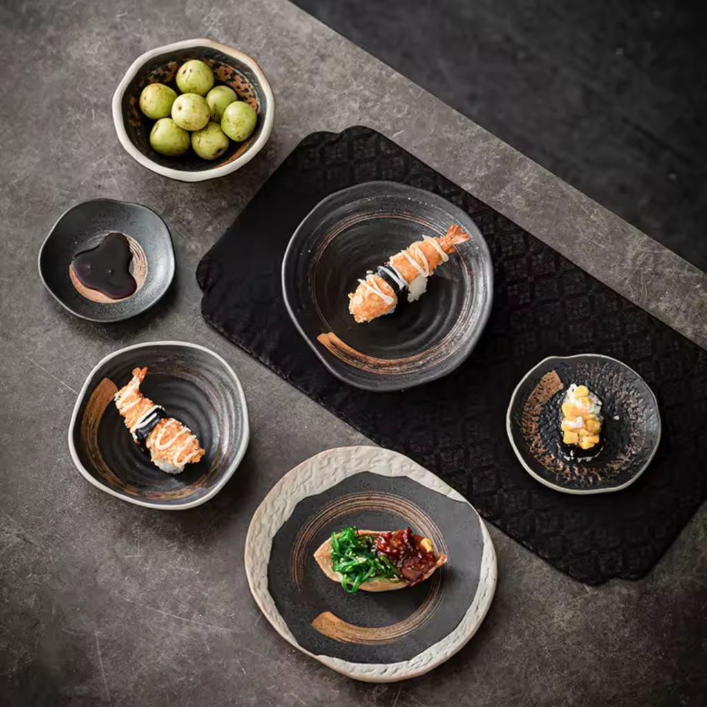 Ancient Zen: Premium 5-Piece Hand-Painted Ceramic Set | Wabi-Sabi Stoneware