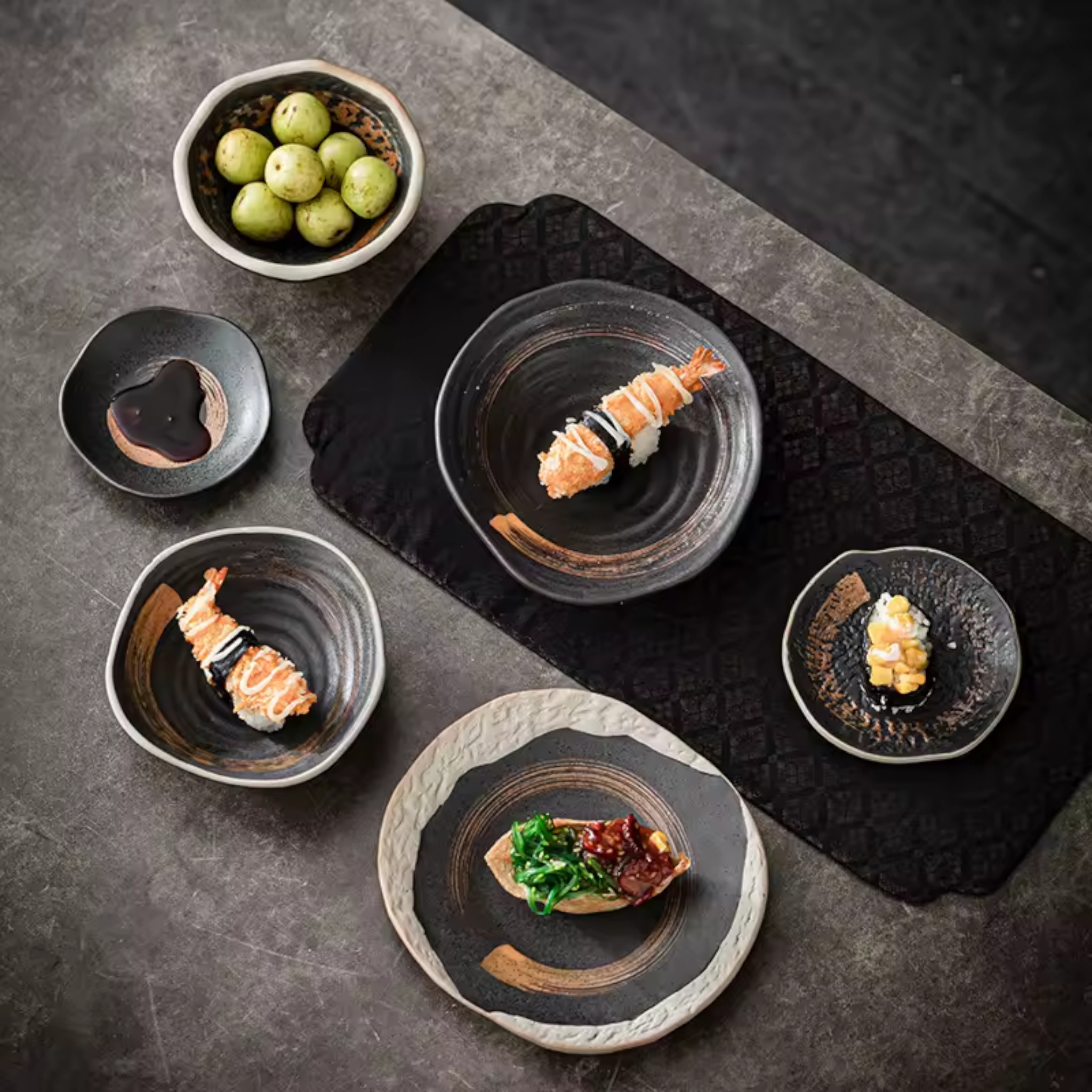 Ancient Zen: Premium 5-Piece Hand-Painted Ceramic Set | Wabi-Sabi Stoneware