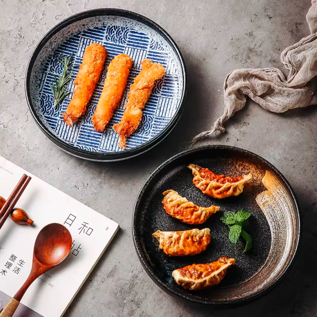 Artisan Harmony: Premium 13-Color Hand-Painted Ceramic Plate Set | Versatile Stoneware