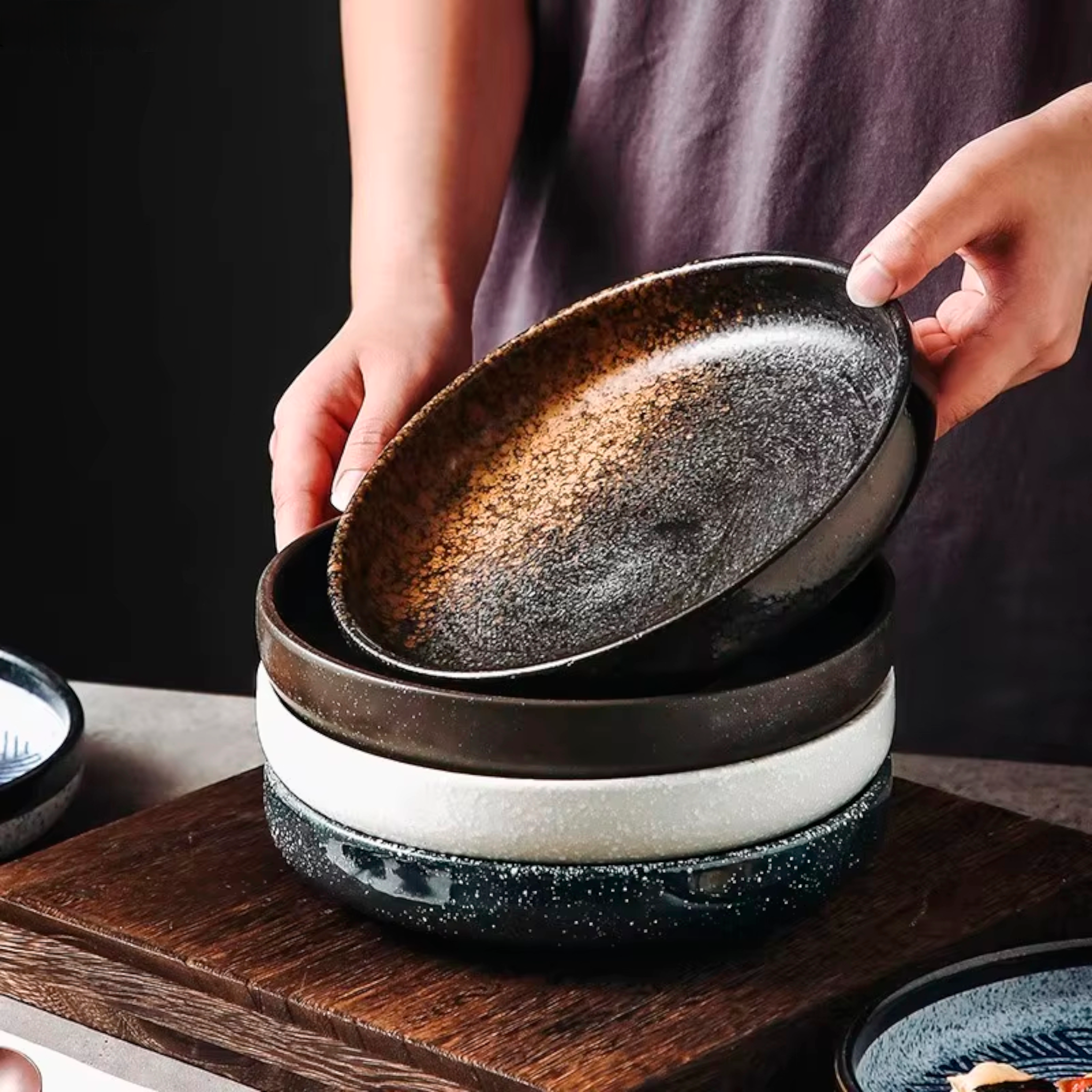 Artisan Harmony: Premium 13-Color Hand-Painted Ceramic Plate Set | Versatile Stoneware