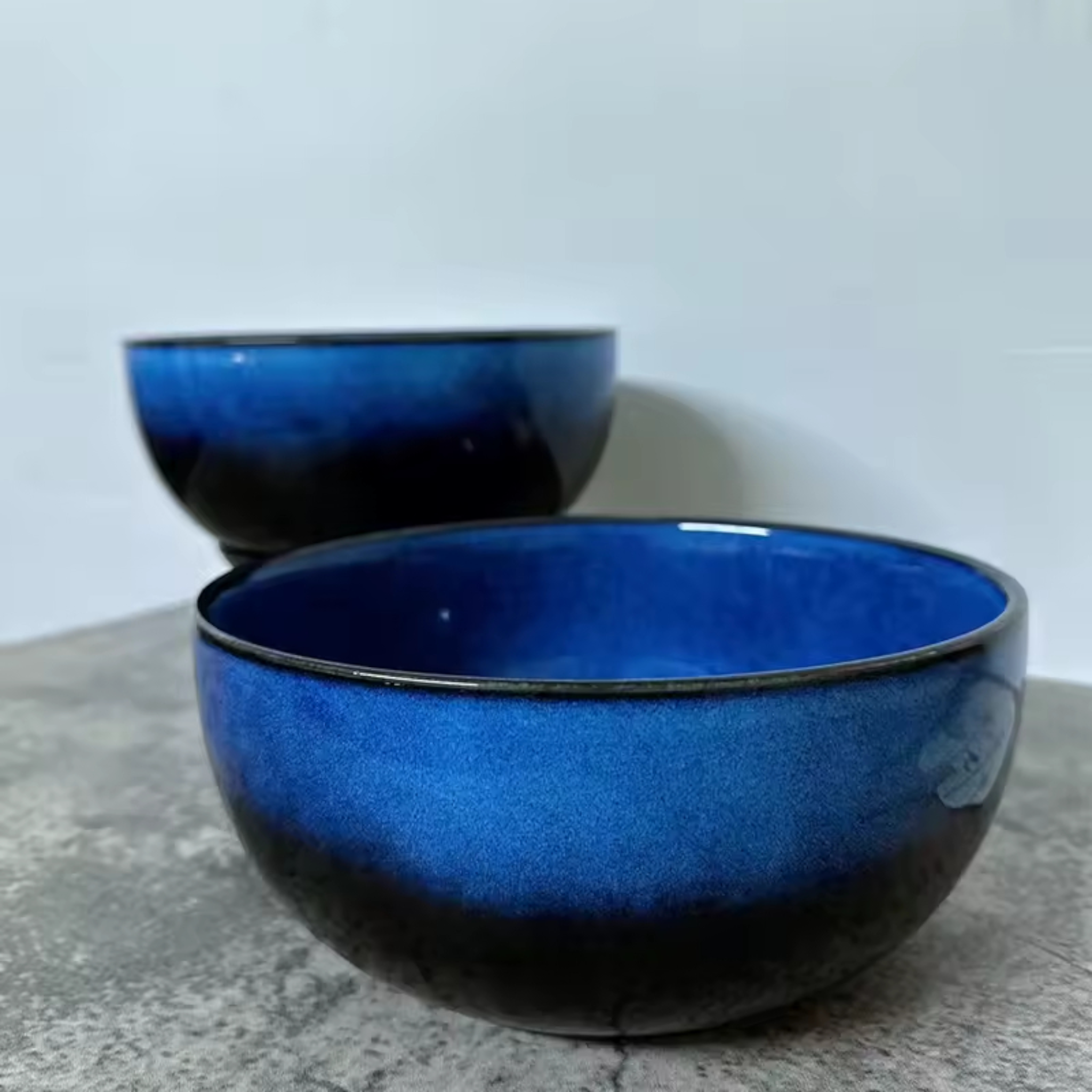 Nebula Deep Blue: Premium 23cm Large Ceramic Salad Bowl | 2990ml Artisan Stoneware