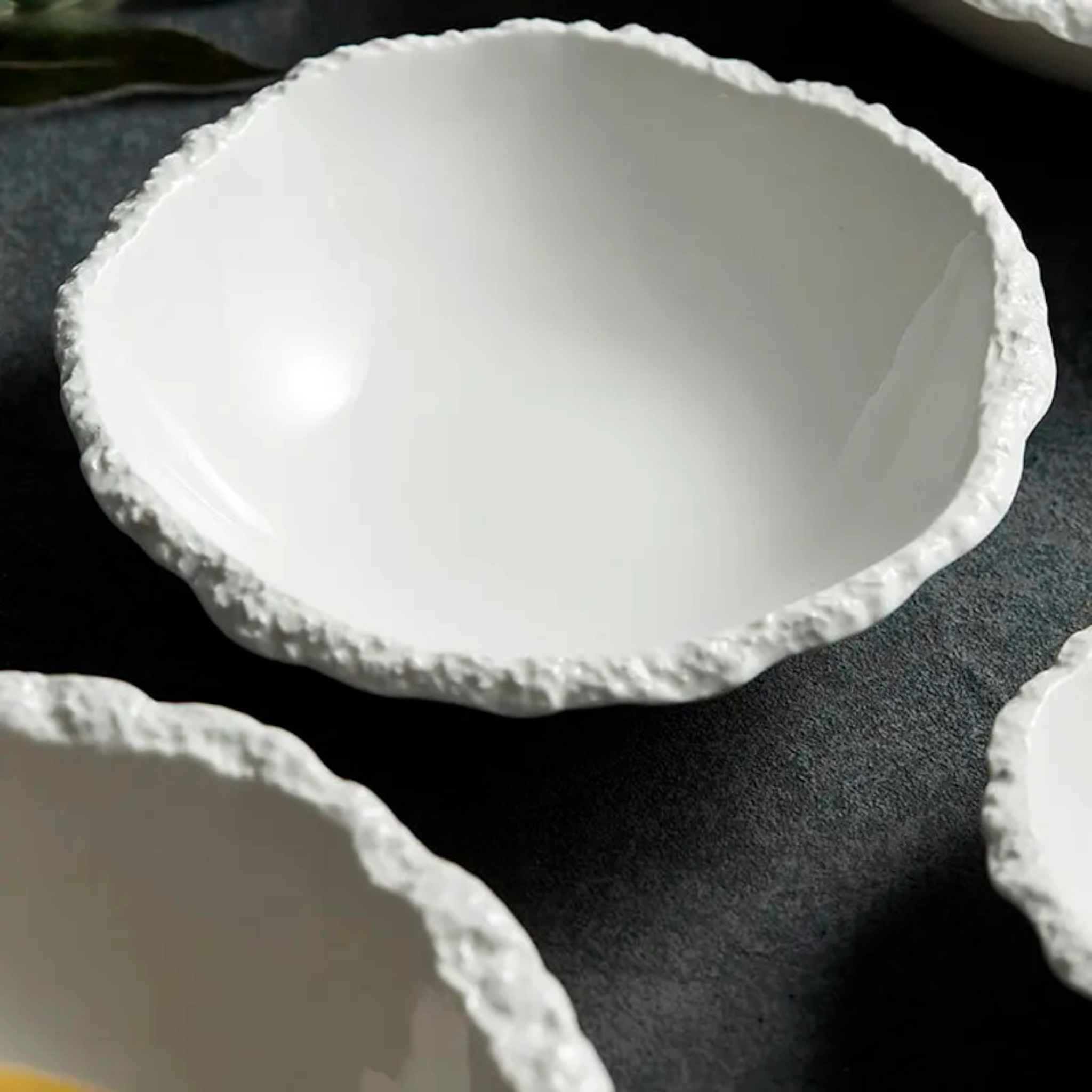 Antarctic Basin: Premium Matte White Textured Ceramic Bowl Set | Hand-Sculpted Ice Stoneware