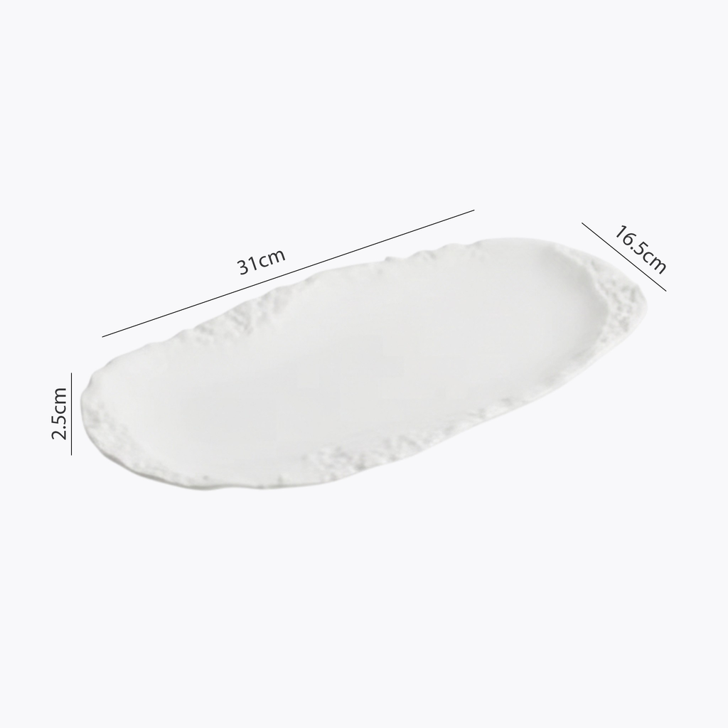 Antarctic Plateau: Premium Matte White Textured Ceramic Serving Set | Sculpted Ice Stoneware