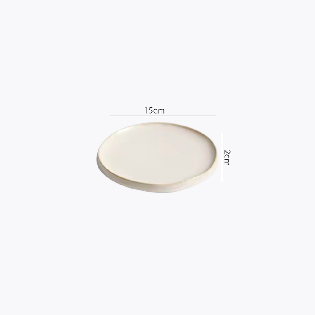 Artisan Frost: Premium Cream-Glazed Minimalist Plate Set | Organic Tapered Edge Stoneware