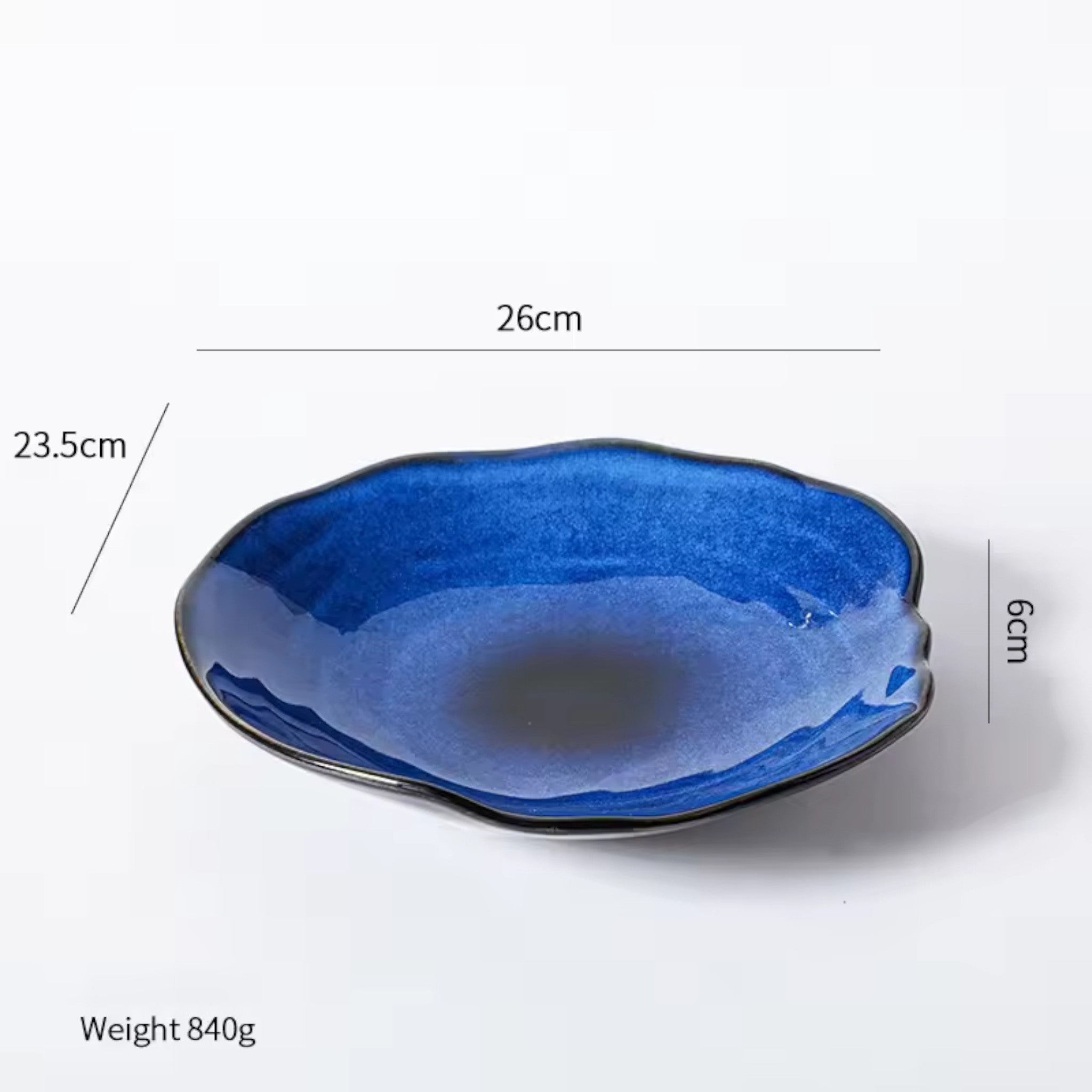Artisan Blue: Handcrafted Reactive Glaze Ceramic Plate Set (4 Sizes)