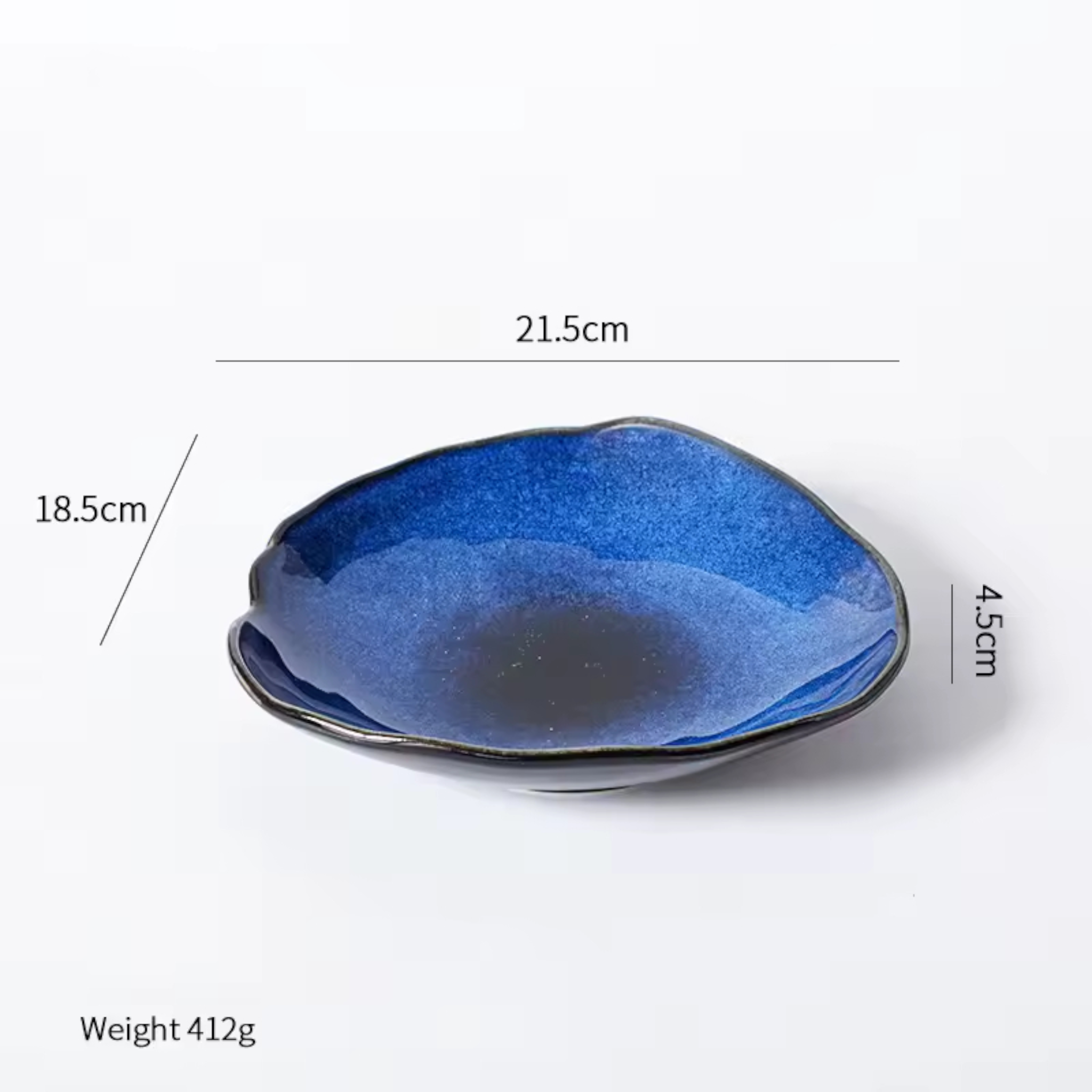 Artisan Blue: Handcrafted Reactive Glaze Ceramic Plate Set (4 Sizes)