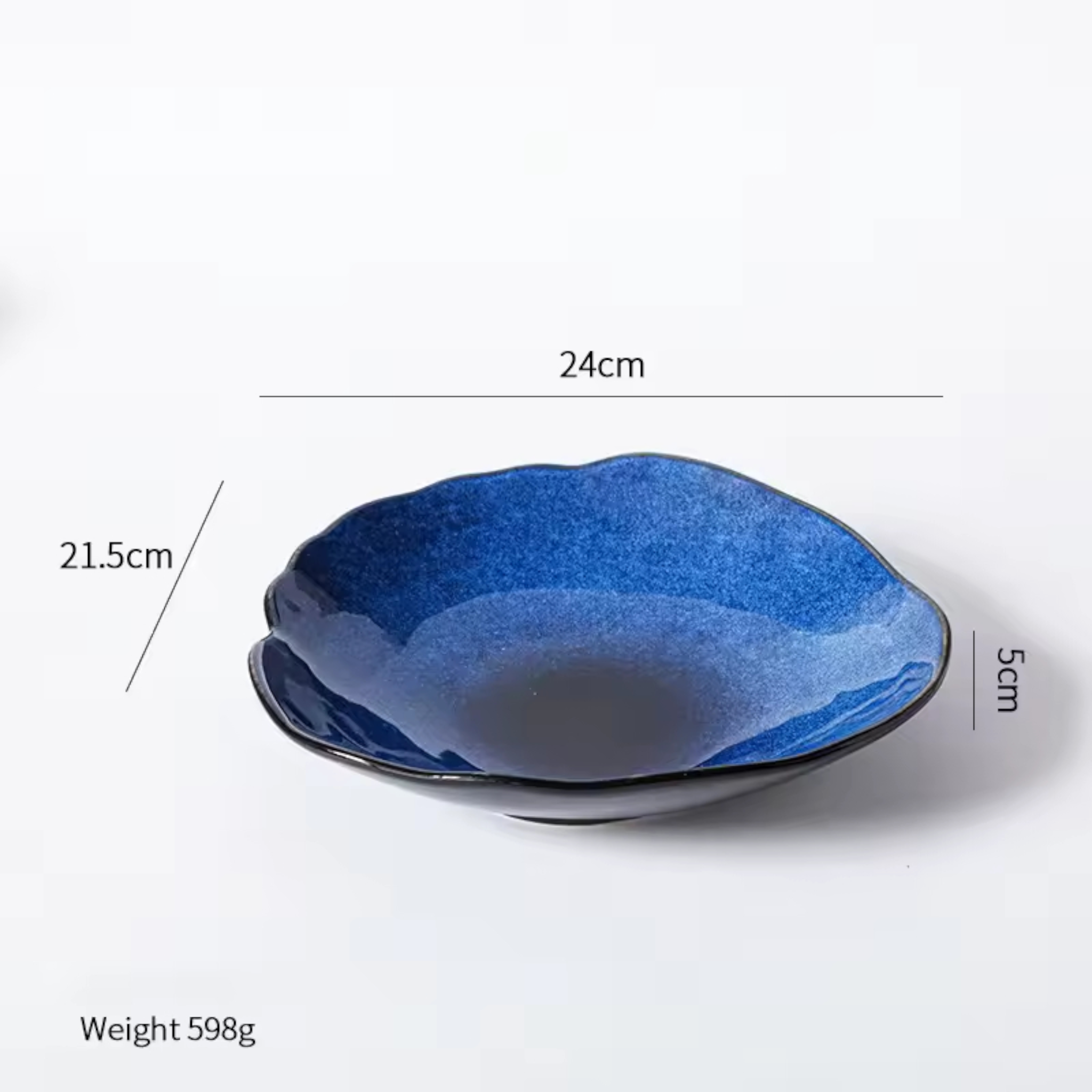 Artisan Blue: Handcrafted Reactive Glaze Ceramic Plate Set (4 Sizes)