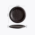 Obsidian Ripple: Premium Textured Ceramic Plate Set | Artisan Volcanic Black Stoneware