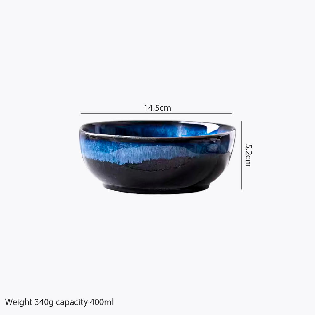 Nebula Deep Blue: Premium Organic Ceramic Bowl Set | Hand-Sculpted Reactive Glaze Stoneware