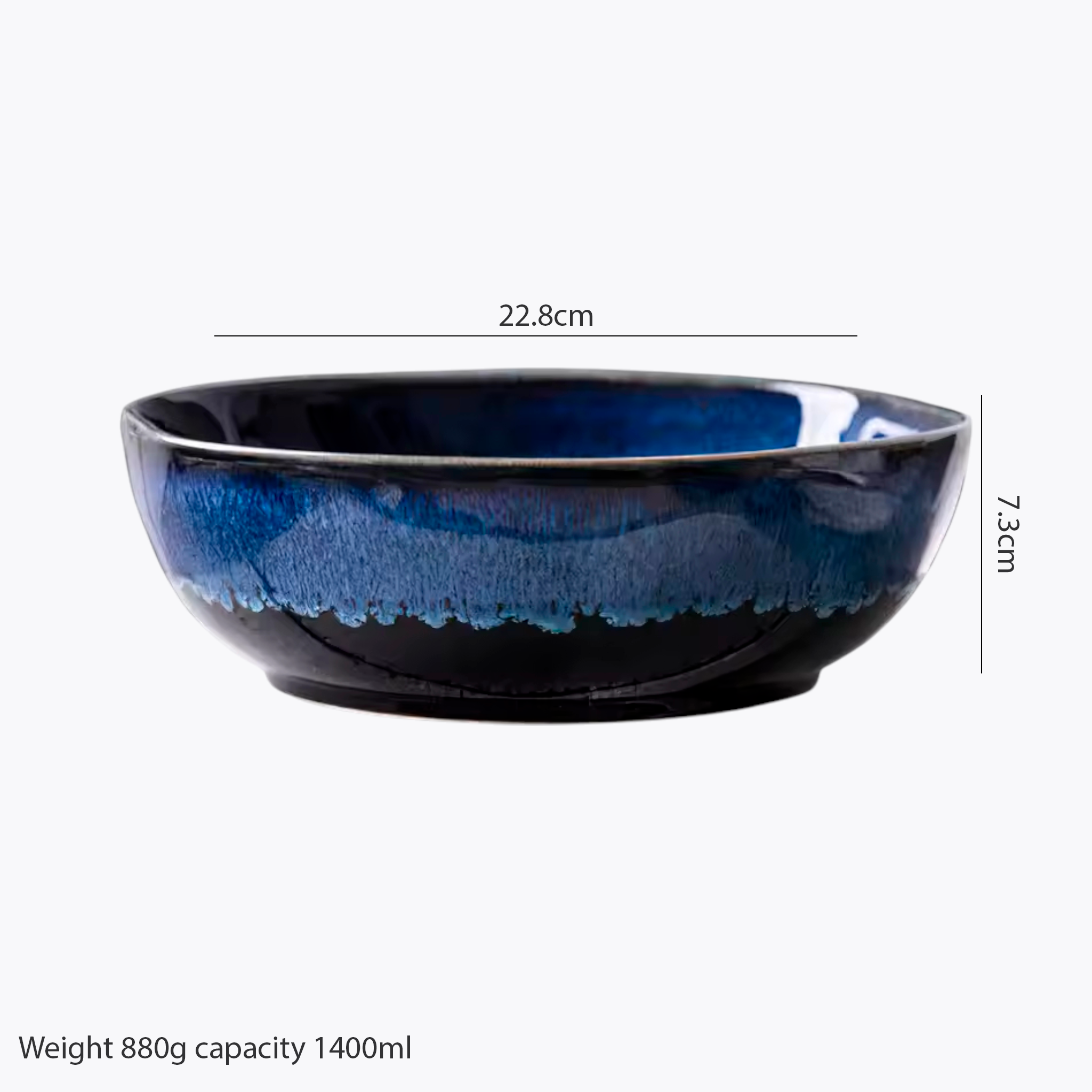 Nebula Deep Blue: Premium Organic Ceramic Bowl Set | Hand-Sculpted Reactive Glaze Stoneware