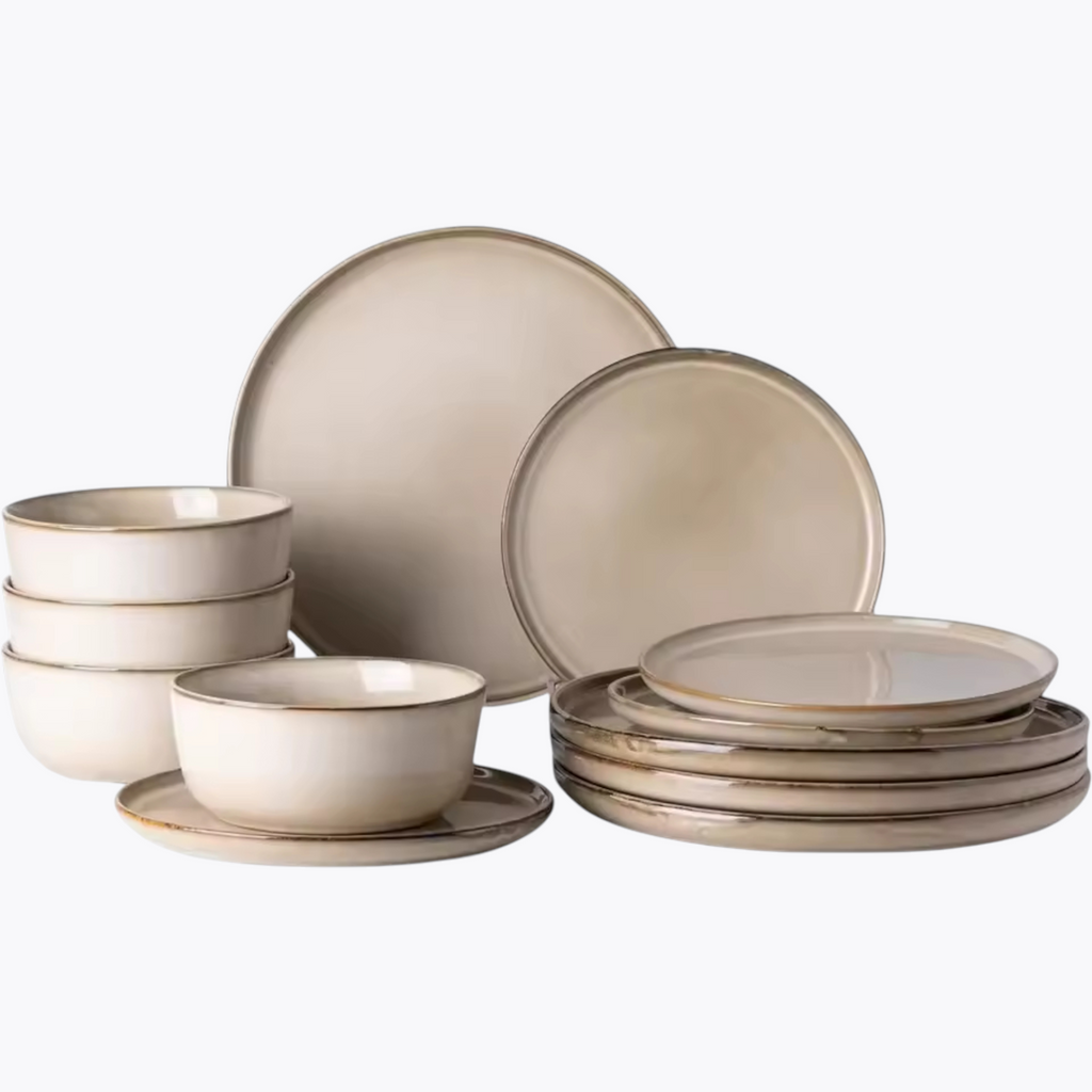 Artisan Elements: Premium Stoneware Dinnerware Set | Hand-Glazed Reactive Porcelain Collection