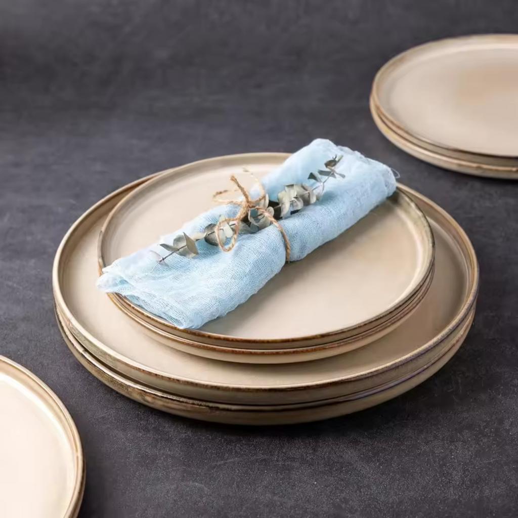 Artisan Elements: Premium Stoneware Dinnerware Set | Hand-Glazed Reactive Porcelain Collection
