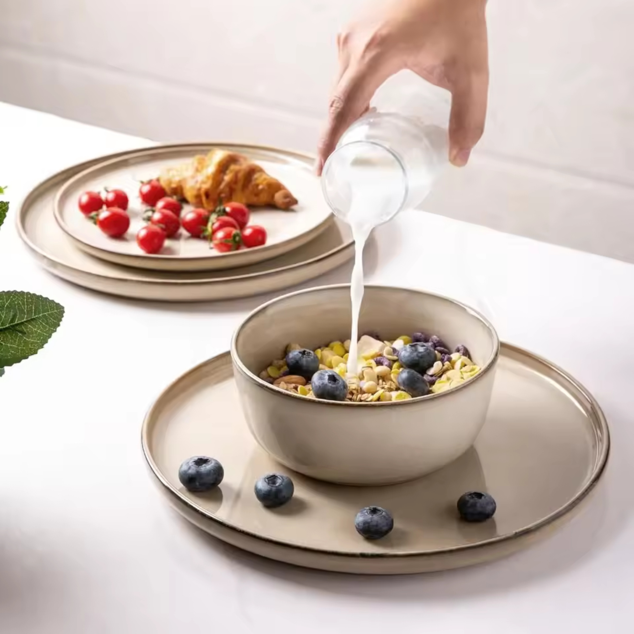 Artisan Elements: Premium Stoneware Dinnerware Set | Hand-Glazed Reactive Porcelain Collection
