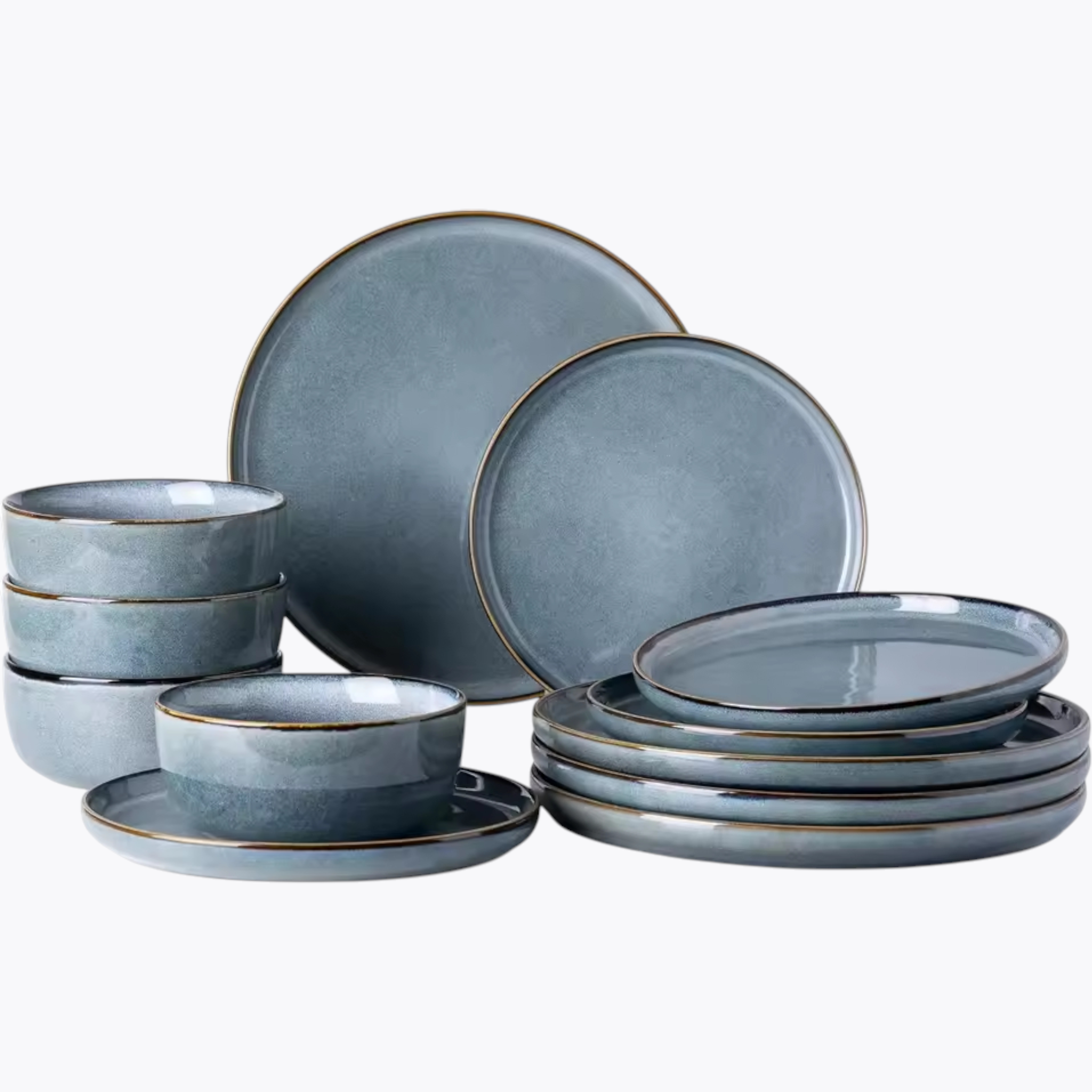 Artisan Elements: Premium Stoneware Dinnerware Set | Hand-Glazed Reactive Porcelain Collection