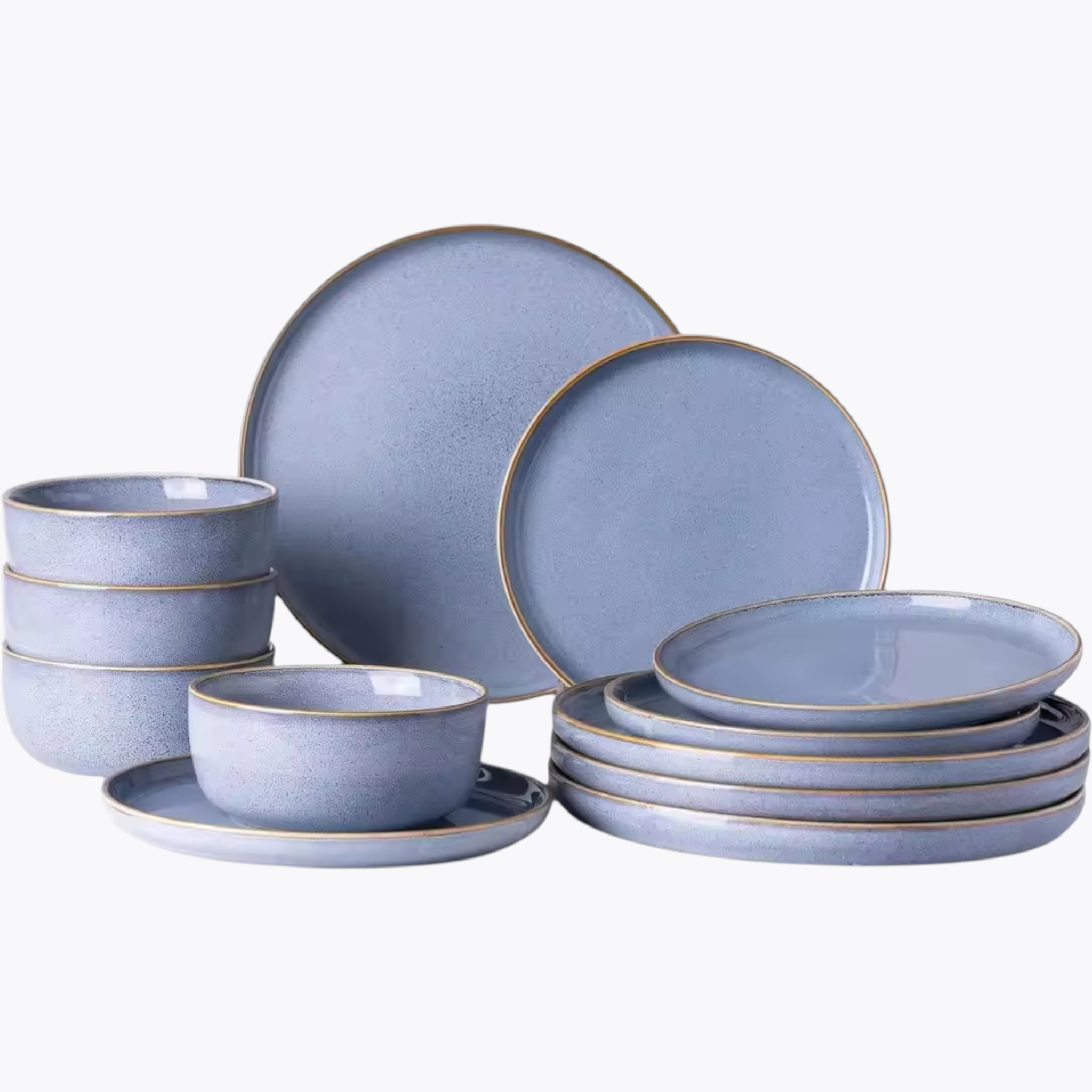 Artisan Elements: Premium Stoneware Dinnerware Set | Hand-Glazed Reactive Porcelain Collection