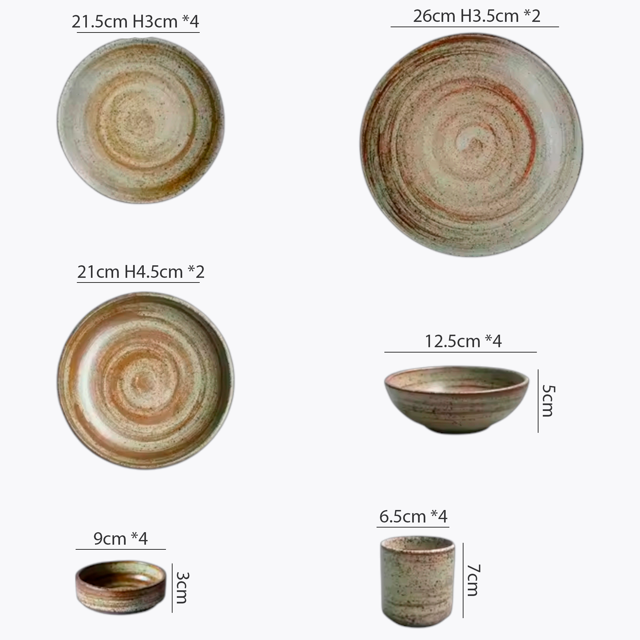 Artisan Terra: Premium Reactive Stoneware Dinnerware Set | Hand-Thrown Spiral Glaze Collection