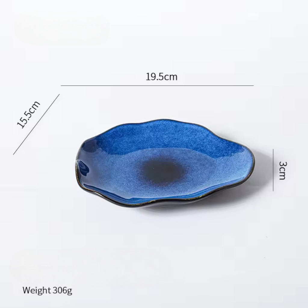 Artisan Blue: Handcrafted Reactive Glaze Ceramic Plates (Set of 4)