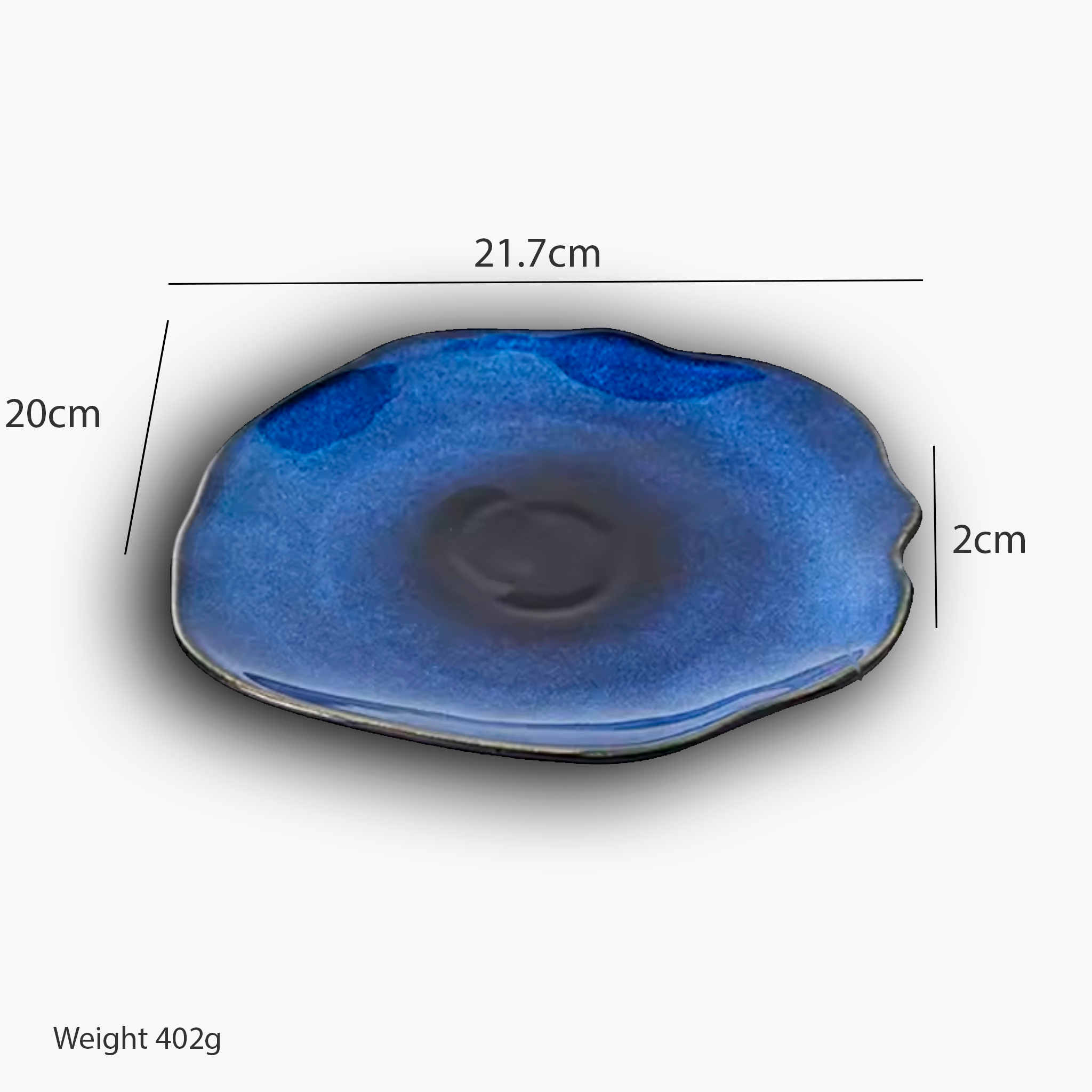 Artisan Blue: Handcrafted Reactive Glaze Ceramic Plates (Set of 4)