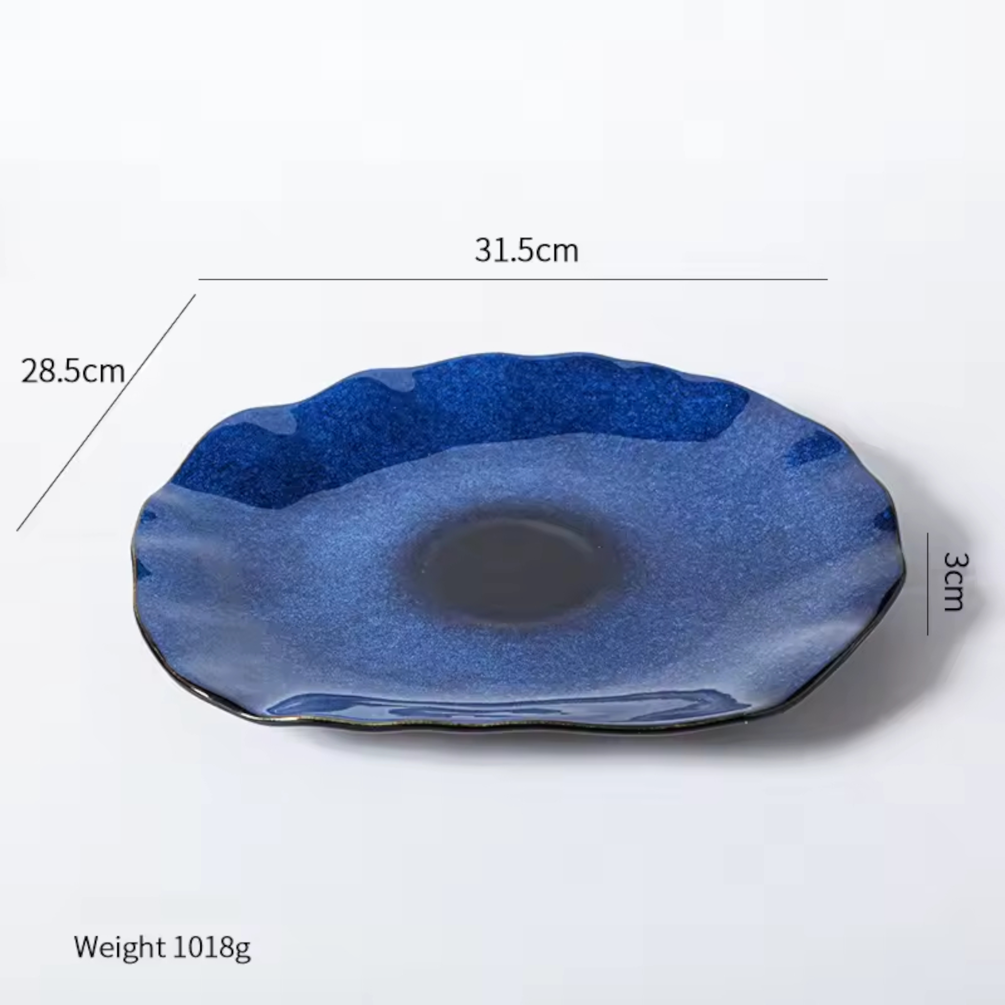 Artisan Blue: Handcrafted Reactive Glaze Ceramic Plates (Set of 4)