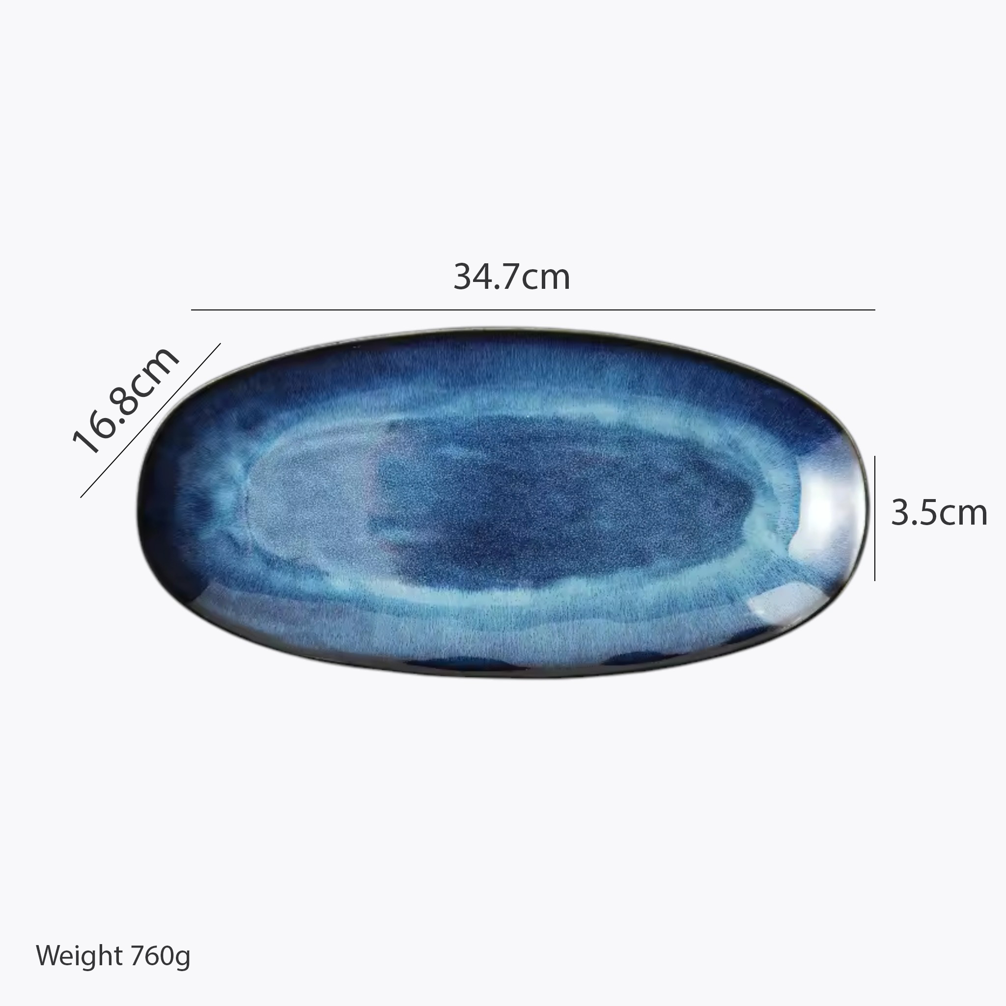 Artisan Deep Ocean: Premium Reactive Glaze Oval Serving Platters