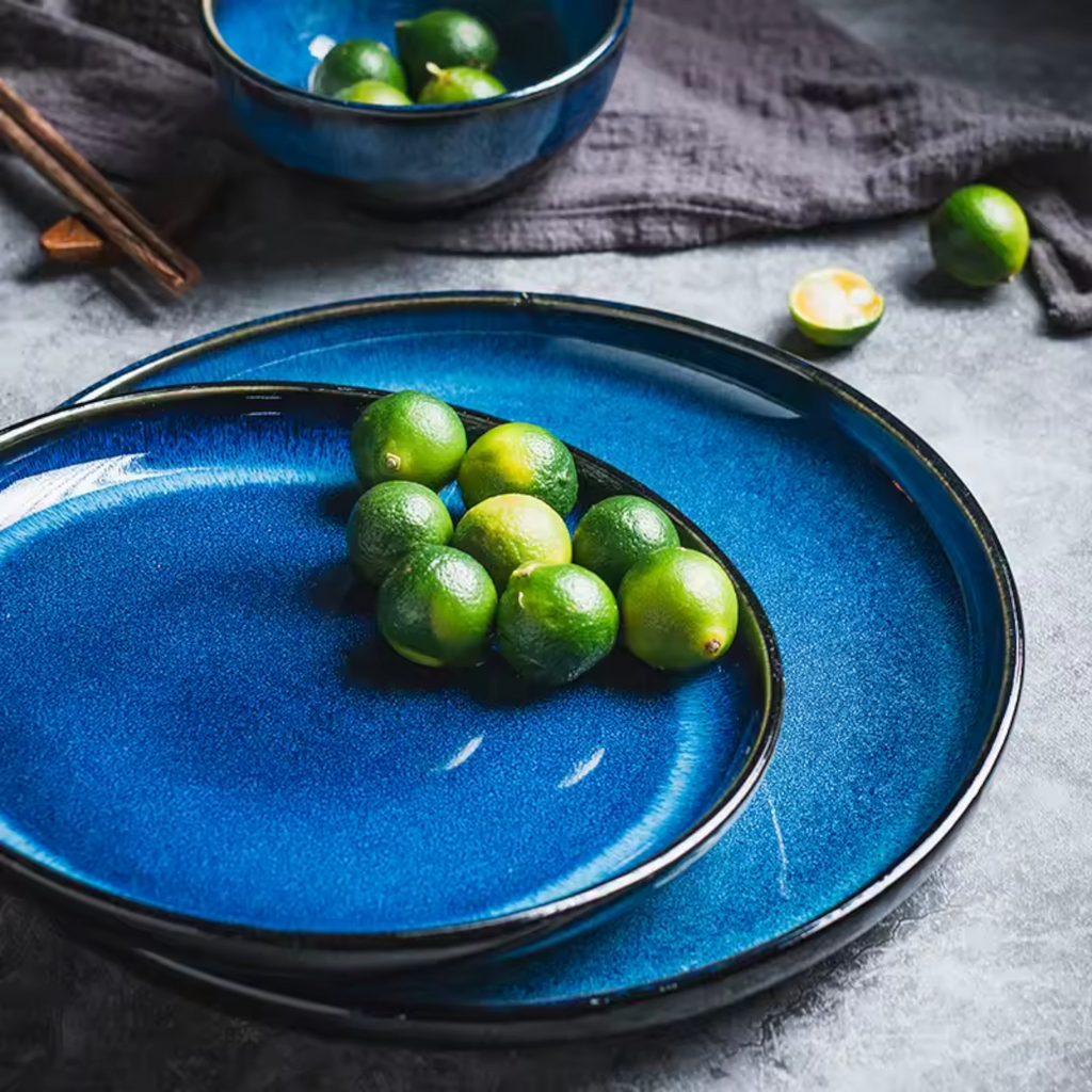 Artisan Deep Ocean: Premium Round Ceramic Plate Collection (5 Sizes)