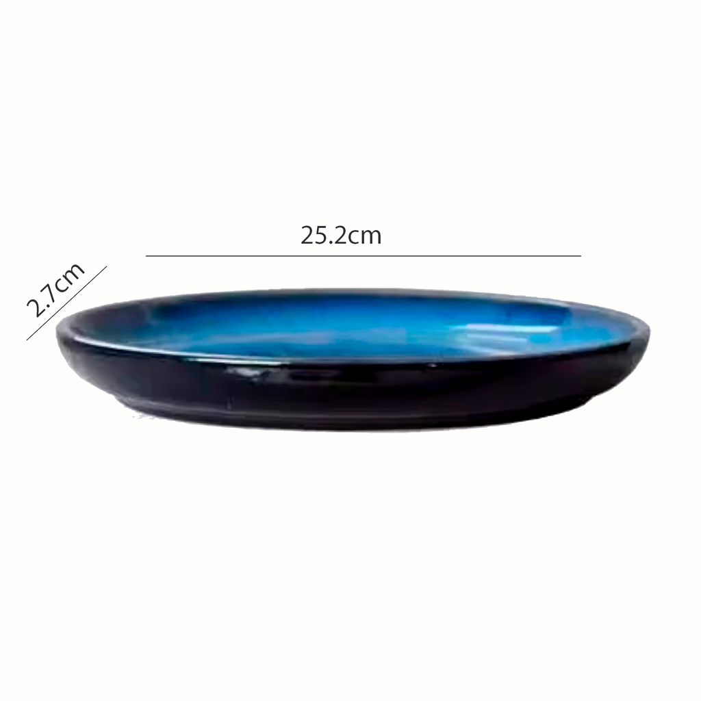 Artisan Deep Ocean: Premium Round Ceramic Plate Collection (5 Sizes)