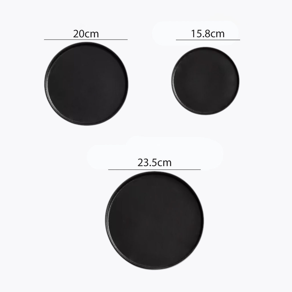 Artisan Noir: Premium Matte Black Ceramic Serving Platter Set (4 Sizes)