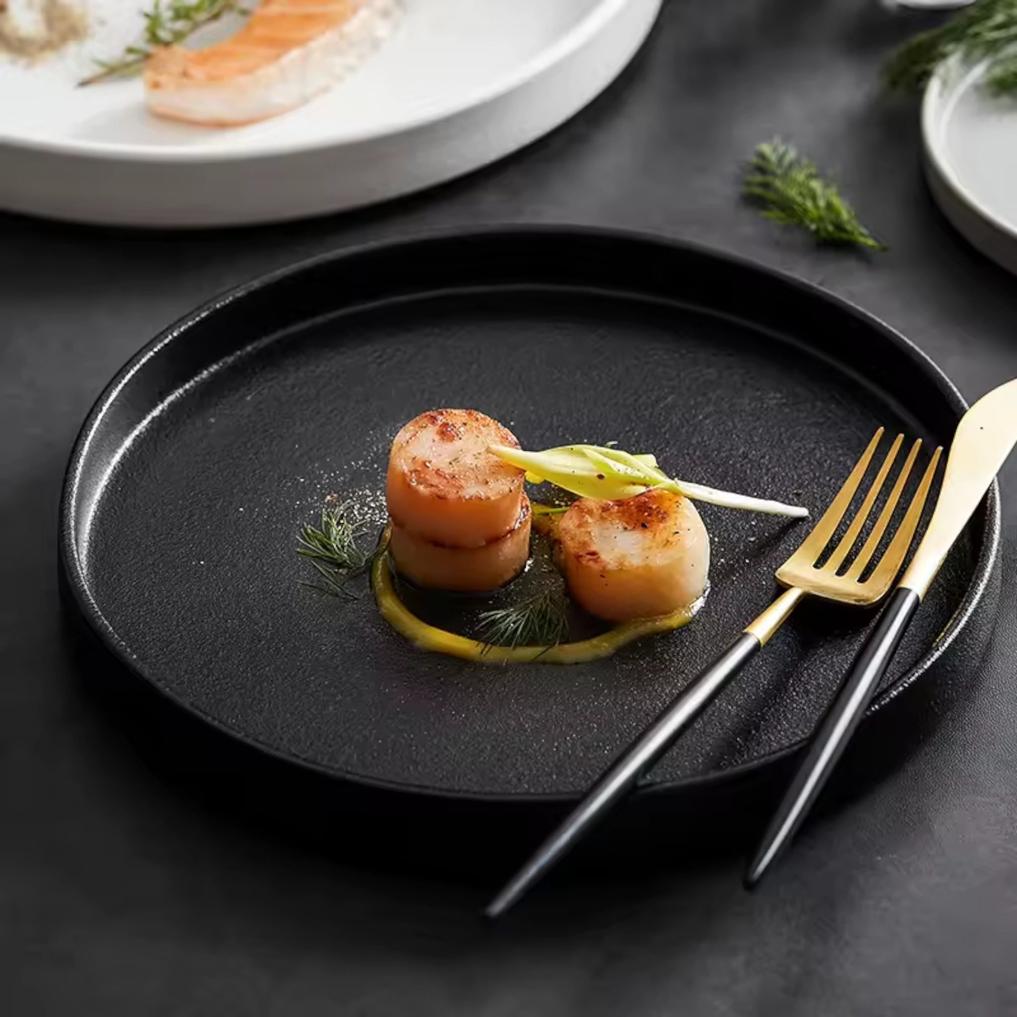 Artisan Noir: Premium Matte Black Ceramic Serving Platter Set (4 Sizes)