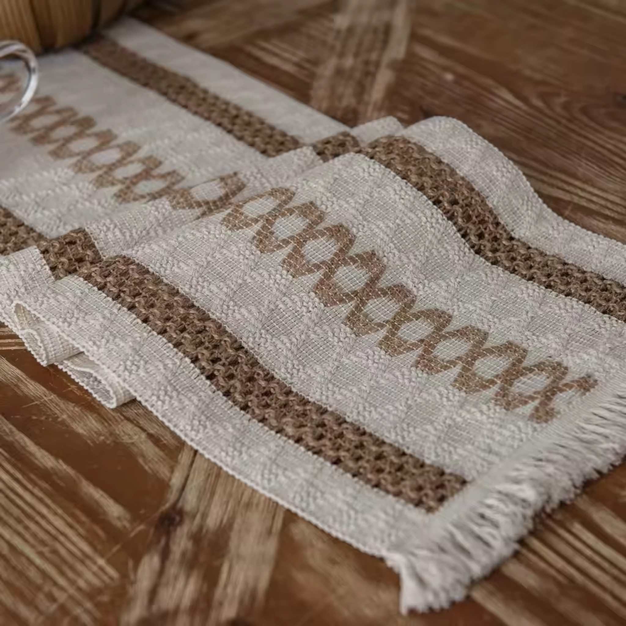 Artisan Macramé: Premium Woven Cotton Table Runner | Bohemian Hollow-Out Design with Hand-Knotted Tassels