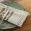 Artisan Macramé: Premium Woven Cotton Placemats & Napkins | Bohemian Dining Collection with Hand-Knotted Fringe