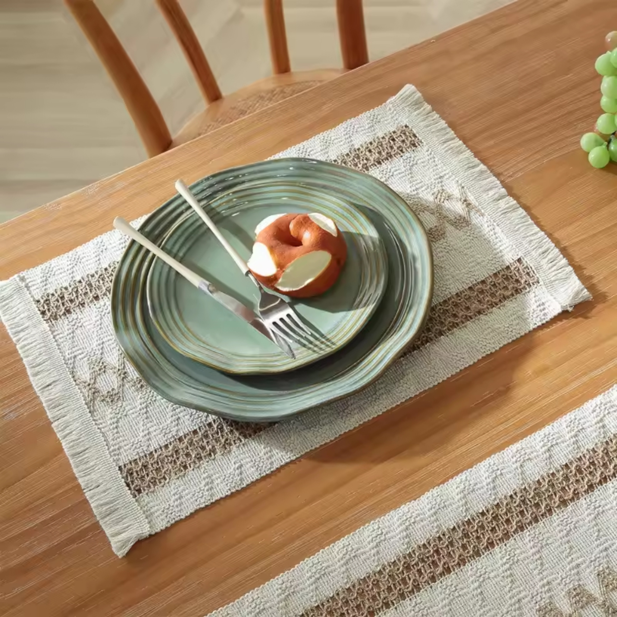 Artisan Macramé: Premium Woven Cotton Placemats & Napkins | Bohemian Dining Collection with Hand-Knotted Fringe