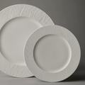Artisan Alabaster: Premium 23cm Matte White Ceramic Plate with Stone Texture